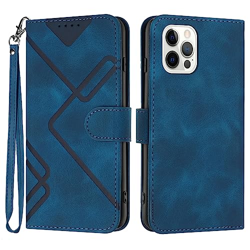 Bxithnr® Handyhülle für iPhone 15 Pro, Premium Leder Handy Klappbare Stoßfeste Brieftasche Flipcase Cover [Standfunktion] [Kartenfächern] Schutzhülle Tasche für iPhone 15 Pro Hülle - Blau von Bxithnr