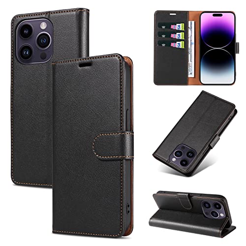 Bxithnr® Handyhülle für iPhone 15 Pro Max Hülle mit [RFID Schutz] Premium PU Leder Klapphülle Brieftasche Kartenfach Ständer Magnet Etui Handytasche Case Schutzhülle für iPhone 15 Pro Max, Schwarz von Bxithnr