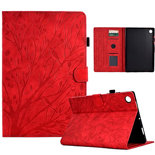 Bxithnr® Hülle für Lenovo Tab M10 Plus 3rd Gen (2022) 10.6 Zoll Tablet Schutzhülle PU Leder mit Standfunktion und Stifthalter, Flip Cover Case Baum für Lenovo Tab M10 Plus 3. Generation - Rot von Bxithnr