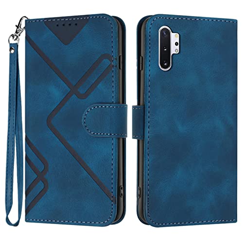 Bxithnr® Samsung Galaxy Note 10 Plus Hülle, Samsung Note 10 Plus Handyhülle, Premium Leder Handy Klappbare Stoßfeste Flipcase Cover [Standfunktion] [Kartenfächern] Schutzhülle Tasche - Blau von Bxithnr