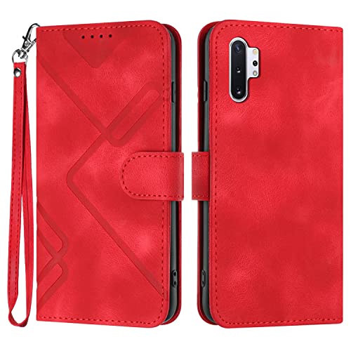 Bxithnr® Samsung Galaxy Note 10 Plus Hülle, Samsung Note 10 Plus Handyhülle, Premium Leder Handy Klappbare Stoßfeste Flipcase Cover [Standfunktion] [Kartenfächern] Schutzhülle Tasche - Rot von Bxithnr