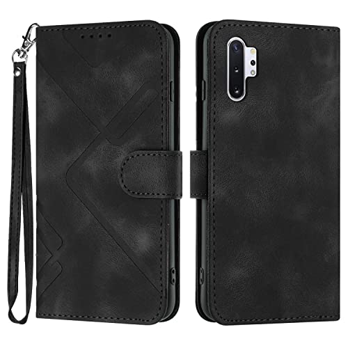 Bxithnr® Samsung Galaxy Note 10 Plus Hülle, Samsung Note 10 Plus Handyhülle, Premium Leder Handy Klappbare Stoßfeste Flipcase Cover [Standfunktion] [Kartenfächern] Schutzhülle Tasche - Schwarz von Bxithnr