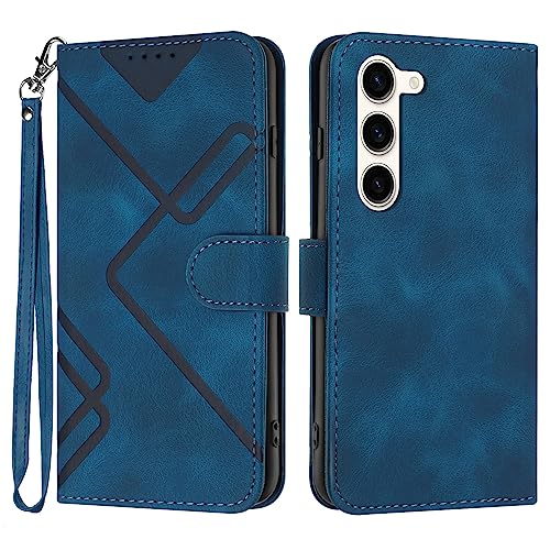 Bxithnr® Samsung Galaxy S24 Hülle, Samsung S24 Handyhülle, Premium Leder Handy Klappbare Stoßfeste Flipcase Cover [Standfunktion] [Kartenfächern] Schutzhülle Tasche - Blau von Bxithnr