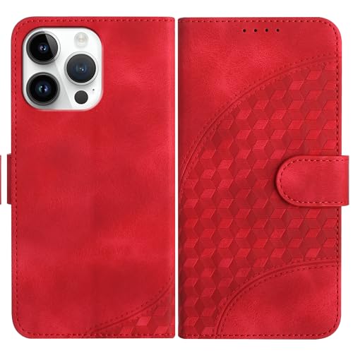 Bxithnr Handyhülle Kompatibel mit iPhone 15 Pro Max Hülle mit [Kartenfach Geld Slot] [Standfunktion] [Magnetverschluss] Premium Leder Flip Case Cover Schutzhülle für iPhone 15 Pro Max - Rot von Bxithnr