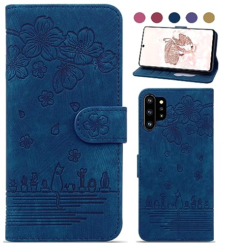 Bxithnr Handyhülle für Galaxy Note 10 Plus Hülle, Leder Klapphülle Brieftasche Magnetverschluss Flipcase Cover mit [Standfunction] [Kartenfach] für Samsung Galaxy Note 10 Plus/Note 10+ / 5G - Blau von Bxithnr