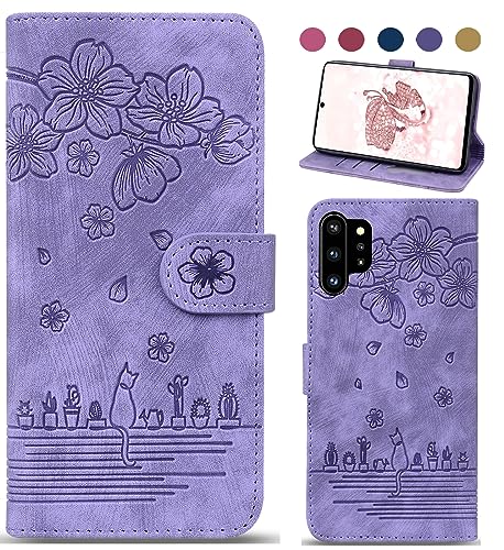 Bxithnr Handyhülle für Galaxy Note 10 Plus Hülle, Leder Klapphülle Brieftasche Magnetverschluss Flipcase Cover mit [Standfunction] [Kartenfach] für Samsung Galaxy Note 10 Plus/Note 10+ / 5G - Lila von Bxithnr