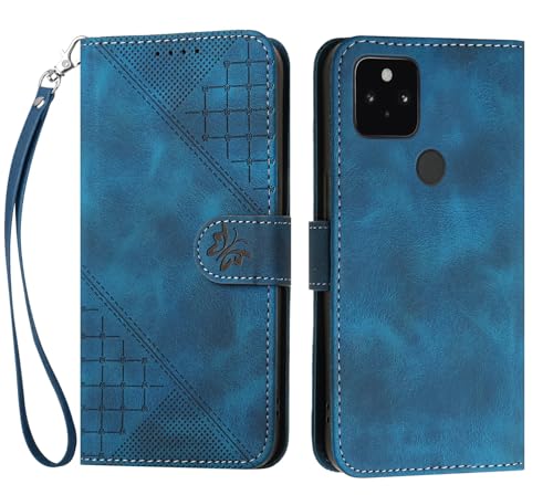 Bxithnr Handyhülle für Google Pixel 4A 5G Hülle Tasche mit Premium Leder [Kartenfach] [Standfunktion] Flip Case Cover Schutzhülle für Google Pixel 4A 5G - Blau von Bxithnr