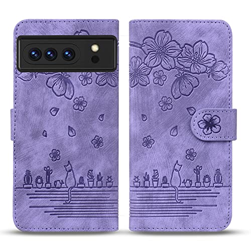 Bxithnr Handyhülle für Google Pixel 8 Pro Hülle, Pixel 8 Pro Hülle Leder Handy Klapphülle Brieftasche Magnetverschluss Flipcase Cover mit [Standfunction] [Kartenfach] für Google Pixel 8 Pro - Lila von Bxithnr