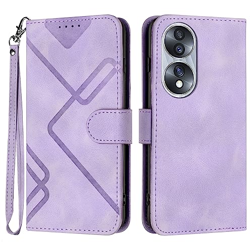 Bxithnr Handyhülle für Honor 90 Hülle, Premium Leder Handy Klappbare Stoßfeste Brieftasche Flipcase Cover [Standfunktion] [Kartenfächern] Schutzhülle Tasche - Lila von Bxithnr