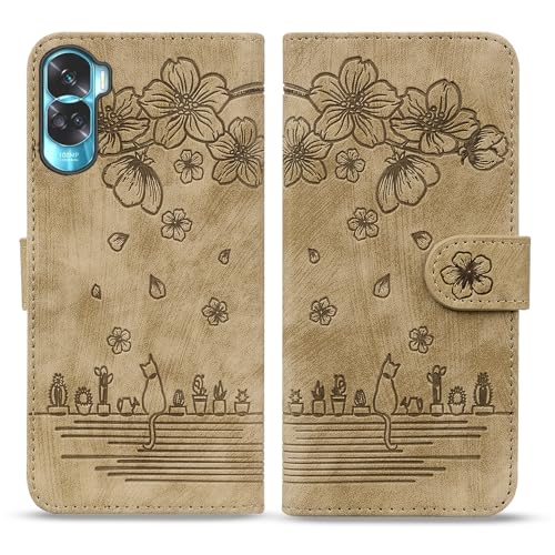 Bxithnr Handyhülle für Honor 90 Lite/X50i Hülle, Leder Tasche mit [Standfunction] [Kartenfach] Klapphülle Magnetverschluss Blumenmuster Flipcase Cover Schutzhülle für Honor 90 Lite/X50i - Gelb von Bxithnr