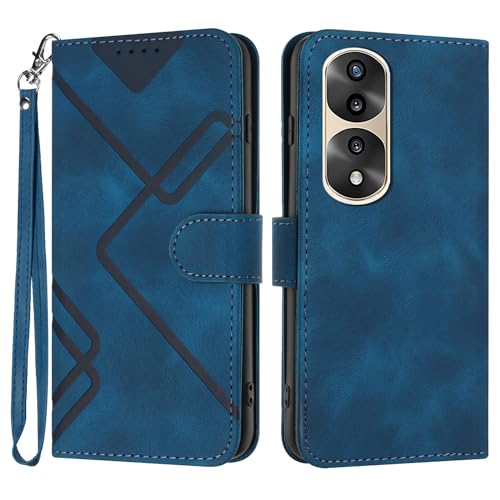 Bxithnr Handyhülle für Honor 90 Pro Hülle, Premium Leder Handy Klappbare Stoßfeste Brieftasche Flipcase Cover [Standfunktion] [Kartenfächern] Schutzhülle Tasche - Blau von Bxithnr