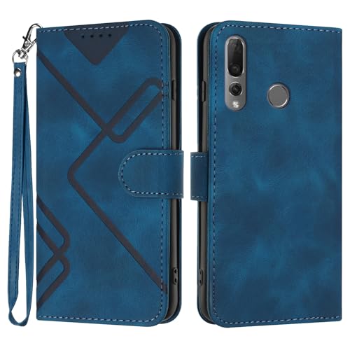 Bxithnr Handyhülle für Huawei P Smart Z Hülle, Premium Leder Handy Klappbare Stoßfeste Brieftasche Flipcase Cover [Standfunktion] [Kartenfächern] Schutzhülle Tasche - Blau von Bxithnr
