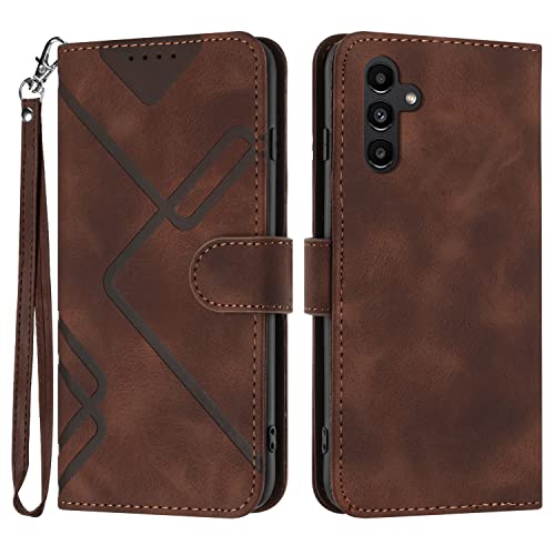 Bxithnr Handyhülle für Samsung Galaxy A34 5G, Samsung A34 5G Hülle, Premium Leder Handy Klappbare Stoßfeste Brieftasche Flipcase Cover Magnetic Stander Schutzhülle Tasche für Galaxy A34 5G - Braun von Bxithnr