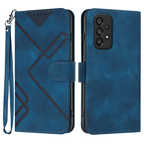 Bxithnr Handyhülle für Samsung Galaxy A53 5G, Samsung A53 5G Hülle, Premium Leder Handy Klappbare Stoßfeste Brieftasche Flipcase Cover Magnetic Stander Schutzhülle Tasche für Galaxy A53 5G - Blau von Bxithnr