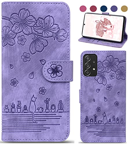 Bxithnr Handyhülle für Samsung Galaxy A53 5G Hülle, A53 5G Leder Tasche mit Motiv Klapphülle Brieftasche Magnetverschluss Flipcase Cover mit Standfunction für Samsung A53 5G Hülle - Lila von Bxithnr