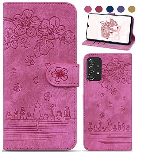 Bxithnr Handyhülle für Samsung Galaxy A53 5G Hülle, A53 5G Leder Tasche mit Motiv Klapphülle Brieftasche Magnetverschluss Flipcase Cover mit Standfunction für Samsung A53 5G Hülle - Rose von Bxithnr