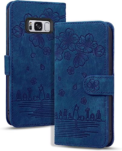 Bxithnr Handyhülle für Samsung Galaxy S8 Plus Hülle, Samsung S8 Plus Hülle Leder Handytasche Klapphülle Brieftasche Magnetverschluss Flipcase Cover mit Standfunction für Galaxy S8 Plus Hülle - Blau von Bxithnr