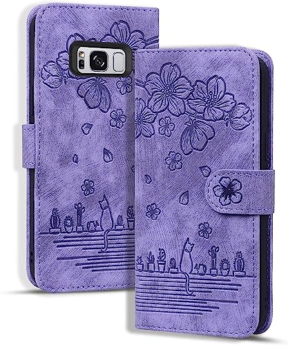 Bxithnr Handyhülle für Samsung Galaxy S8 Plus Hülle, Samsung S8 Plus Hülle Leder Handytasche Klapphülle Brieftasche Magnetverschluss Flipcase Cover mit Standfunction für Galaxy S8 Plus Hülle - Lila von Bxithnr