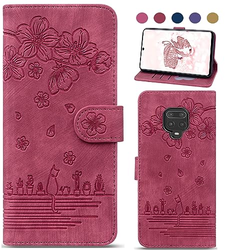 Bxithnr Handyhülle für Xiaomi Redmi Note 9 Pro/Redmi Note 9S Hülle, Leder Klapphülle Brieftasche Magnetverschluss Flipcase Cover mit [Standfunction] [Kartenfach] auch für Redmi Note 9 Pro Max - Rot von Bxithnr