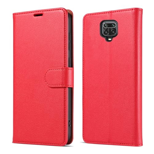 Bxithnr Handyhülle für Xiaomi Redmi Note 9 Pro/Redmi Note 9S Hülle PU Leder Klapphülle Brieftasche Kartenfach Ständer Magnet Handytasche Case Schutzhülle mit [RFID Schutz], Rot von Bxithnr