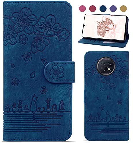 Bxithnr Handyhülle für Xiaomi Redmi Note 9T 5G Hülle, Premium Leder Handy Tasche Klapphülle Brieftasche Magnetverschluss Flipcase Cover mit Standfunction für Redmi Note 9T Hülle - Blau von Bxithnr