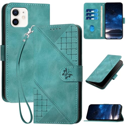 Bxithnr Handyhülle für iPhone 12 Mini/iPhone 13 Mini Hülle Tasche mit Premium Leder [Kartenfach] [Standfunktion] Flip Case Cover Schutzhülle für iPhone 12 mini/13 Mini - Grün von Bxithnr