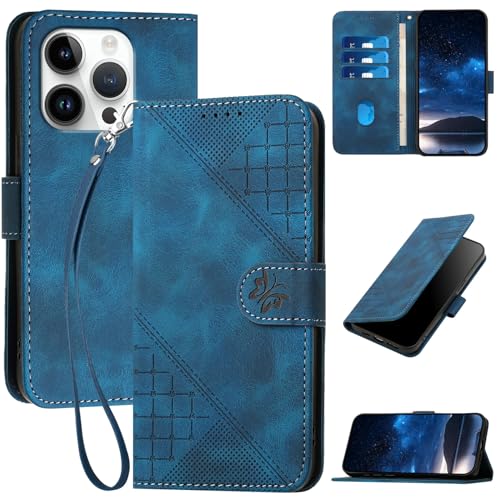 Bxithnr Handyhülle für iPhone 16 Pro Hülle Tasche mit Premium Leder [Kartenfach] [Standfunktion] Flip Case Cover Schutzhülle für iPhone 16 Pro - Blau von Bxithnr