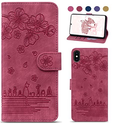 Bxithnr Handyhülle für iPhone XS MAX - Leder Klapphülle Mit Magnetverschluss, Standfunktion Und Kartenfach - Brieftasche Flipcase Cover - Rot von Bxithnr