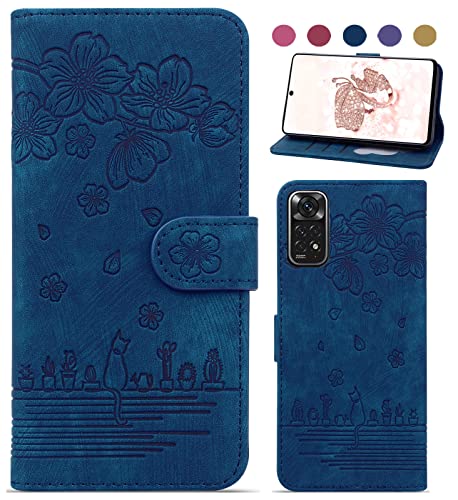Bxithnr Hülle für Xiaomi Redmi Note 11 Pro 4G/5G Handyhülle, Premium Leder Handy Tasche Klapphülle Brieftasche Magnetverschluss Flipcase Cover mit Standfunction für Redmi Note 11 Pro Hülle - Blau von Bxithnr