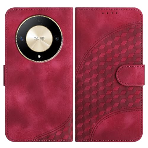 Handyhülle Kompatibel mit Honor Magic 5 Lite 5G Hülle mit [Kartenfach Geld Slot] [Standfunktion] [Magnetverschluss] Premium Leder Wallet Case Flip Cover Schutzhülle auch für Honor X40/X9a - Magenta von Bxithnr