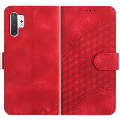 Handyhülle Kompatibel mit Samsung Galaxy Note 10 Plus Hülle mit [Kartenfach Geld Slot] [Standfunktion] [Magnetverschluss] Premium Leder Flip Case Cover Schutzhülle für Note 10+ 5G - Rot von Bxithnr