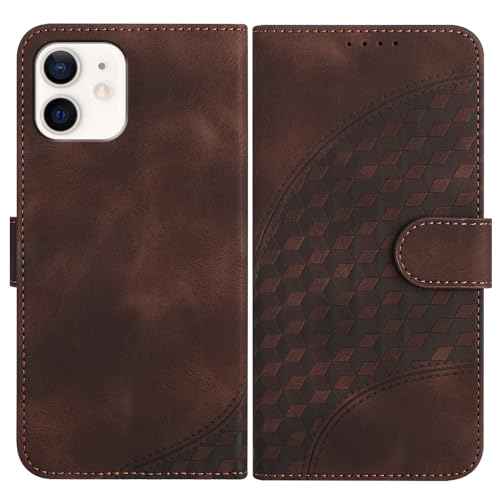 Handyhülle Kompatibel mit iPhone 12 mini Hülle mit [Kartenfach Geld Slot] [Standfunktion] [Magnetverschluss] Premium Leder Wallet Case Flip Cover Schutzhülle auch für iPhone 13 mini 5.4'' - Braun von Bxithnr