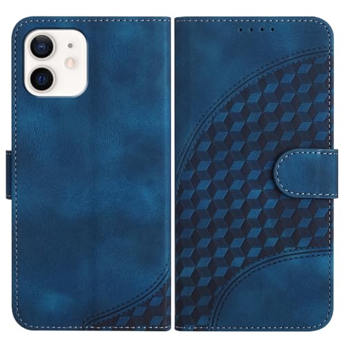 Handyhülle Kompatibel mit iPhone 12 mini Hülle mit [Kartenfach Geld Slot] [Standfunktion] [Magnetverschluss] Premium Leder Wallet Case Flip Cover Schutzhülle auch für iPhone 13 mini 5.4'' - Blau von Bxithnr