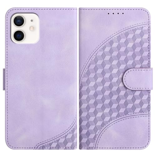 Handyhülle Kompatibel mit iPhone 12 mini Hülle mit [Kartenfach Geld Slot] [Standfunktion] [Magnetverschluss] Premium Leder Wallet Case Flip Cover Schutzhülle auch für iPhone 13 mini 5.4'' - lila von Bxithnr