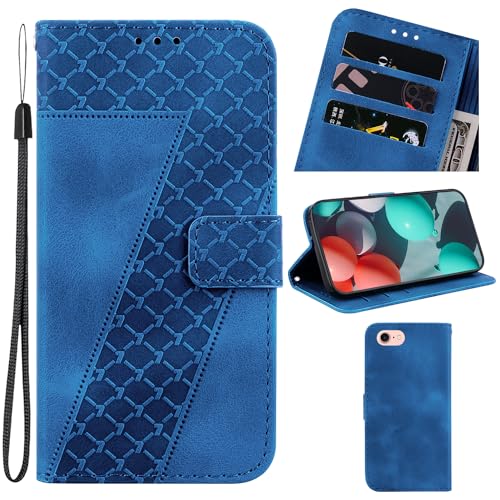 Handyhülle Kompatibel mit iPhone SE 2022/2020 iPhone 8/7 Hülle mit [Kartenfach Geld Slot] [Standfunktion] Premium Leder Wallet Case Flip Cover Schutzhülle für iPhone 7/8/SE 4.7'' Klapphülle - Blau von Bxithnr