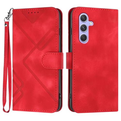 Handyhülle für Samsung Galaxy A16 Hülle, Premium Leder Handy Klappbare Stoßfeste Brieftasche Flipcase Cover [Standfunktion] [Kartenfächern] Schutzhülle Tasche - Rot von Bxithnr