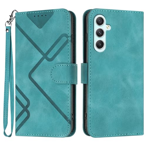 Handyhülle für Samsung Galaxy A35 Hülle, Premium Leder Handy Klappbare Stoßfeste Brieftasche Flipcase Cover [Standfunktion] [Kartenfächern] Schutzhülle Tasche - Grün von Bxithnr