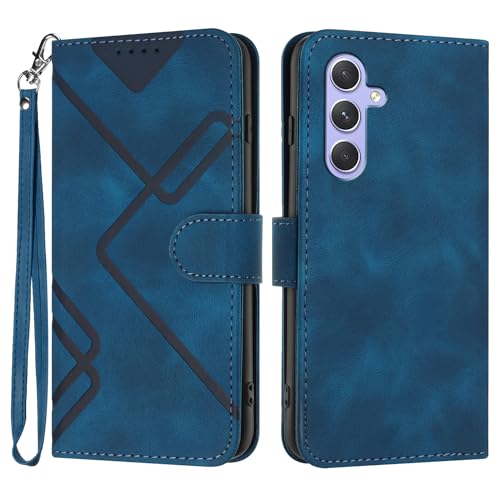 Handyhülle für Samsung Galaxy A55 Hülle, Premium Leder Handy Klappbare Stoßfeste Brieftasche Flipcase Cover [Standfunktion] [Kartenfächern] Schutzhülle Tasche - Blau von Bxithnr