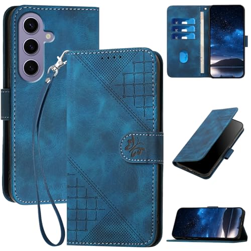 Handyhülle für Samsung Galaxy S24 Hülle Tasche mit Premium Leder [Kartenfach] [Standfunktion] Flip Case Cover Schutzhülle für Samsung Galaxy S24 - Blau von Bxithnr