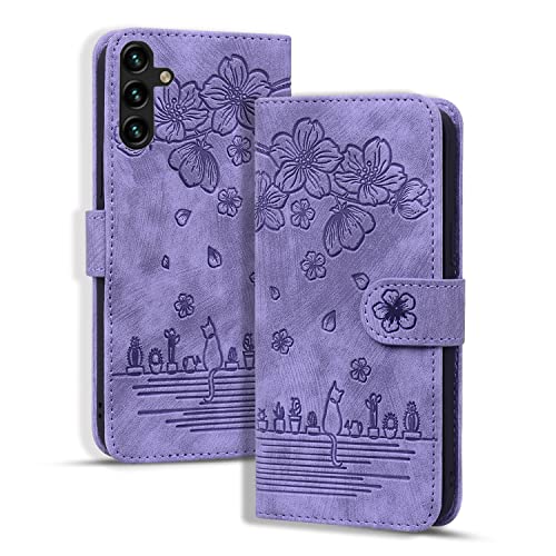 Handyhülle für Samsung Galaxy S24 Plus Hülle, Leder Tasche mit [Standfunction] [Kartenfach] Klapphülle Magnetverschluss Blumenmuster Flipcase Cover Schutzhülle für Samsung Galaxy S24 Plus - Lila von Bxithnr