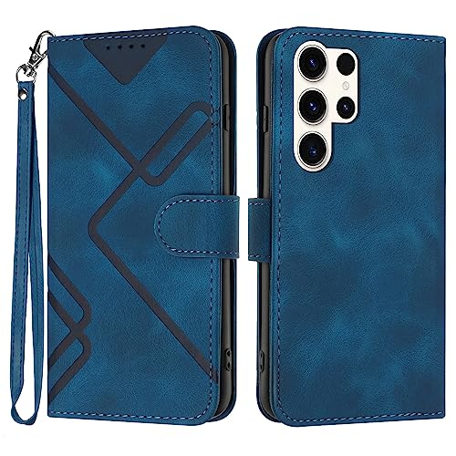 Handyhülle für Samsung Galaxy S25 Ultra Hülle, Premium Leder Handy Klappbare Stoßfeste Brieftasche Flipcase Cover [Standfunktion] [Kartenfächern] Schutzhülle Tasche - Blau von Bxithnr