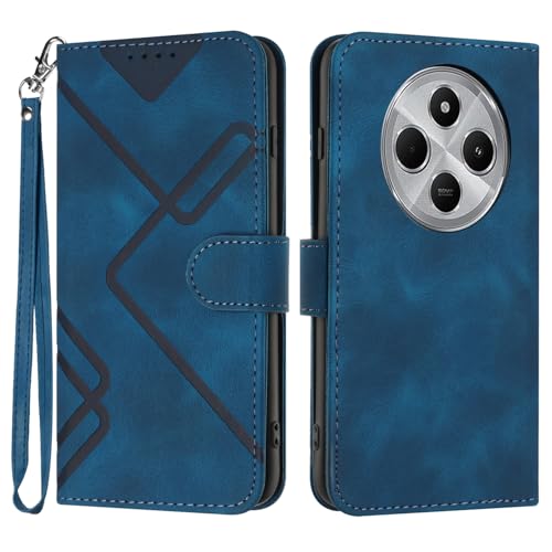 Handyhülle für Xiaomi Redmi 14C / Poco C75 Hülle, Premium Leder Retro Klapphülle [Magnetverschluss] [Standfunktion] [Kartenschlitzen] kompatibel mit Smartphone Xiaomi Redmi 14C Schutzhülle - Blau von Bxithnr