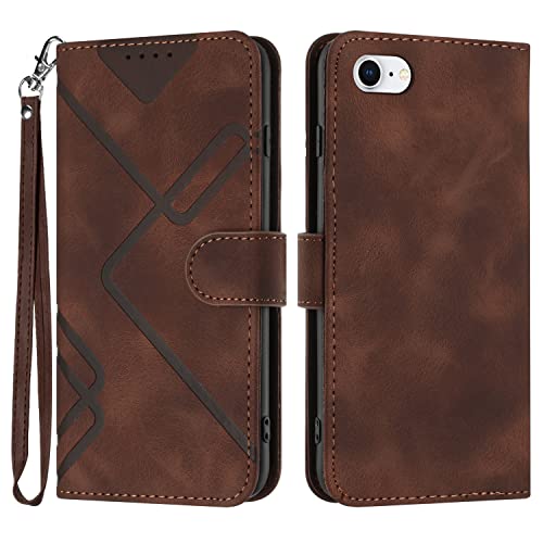 Handyhülle für iPhone SE 2022 / iPhone SE 2020 / iPhone 7 / iPhone 8, Premium Leder Handy Klappbare Stoßfeste Brieftasche Magnetic Stander Flipcase Cover für iPhone SE 2022/2020/8/7/6/6s - Braun Handyhülle für iPhone SE 2022 / iPhone SE 2020 / iPhone 7 / iPhone 8, Premium Leder Handy Klappbare Stoßfeste Brieftasche Magnetic Stander Flipcase Cover für iPhone SE 2022/2020/8/7/6/6s - Braun von Bxithnr