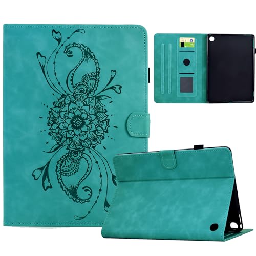 Hülle Kompatibel mit 7" Kindle Fire 7 2022 12 Generation mit Pencil Halter, Smart Cover aus PU-Leder mit Standfunktion, Magnetverschluss (Aqua) von Bxithnr