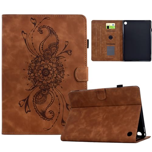 Hülle Kompatibel mit 7" Kindle Fire 7 2022 12 Generation mit Pencil Halter, Smart Cover aus PU-Leder mit Standfunktion, Magnetverschluss (Braun) von Bxithnr