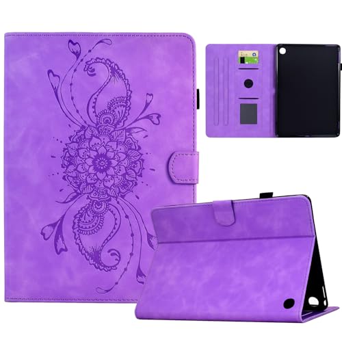 Hülle Kompatibel mit 7" Kindle Fire 7 2022 12 Generation mit Pencil Halter, Smart Cover aus PU-Leder mit Standfunktion, Magnetverschluss (Lila) von Bxithnr