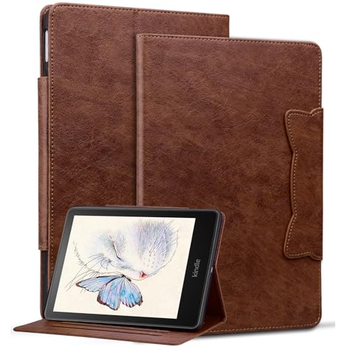 Hülle Kompatibel mit 7" Kindle Paperwhite (12th Generation-2024) und Kindle Colorsoft Signature Edition 2024, Premium Leder Leichte Hülle mit Kartenfächer für Kindle Paperwhite 2024, Braun von Bxithnr