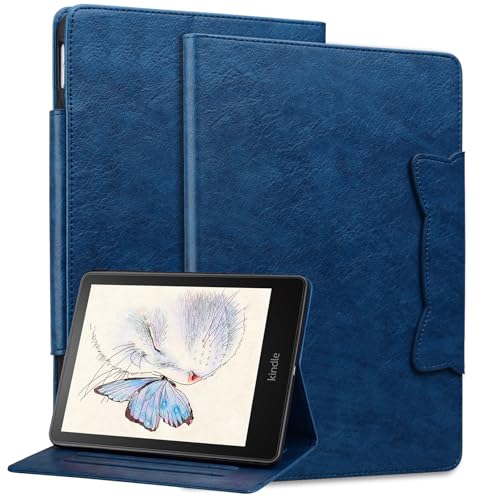 Hülle Kompatibel mit 7" Kindle Paperwhite (12th Generation-2024) und Kindle Colorsoft Signature Edition 2024, Premium Leder Leichte Hülle mit Kartenfächer für Kindle Paperwhite 2024, Militärblau von Bxithnr