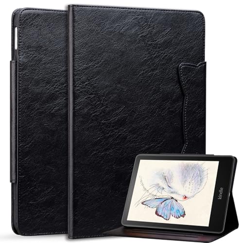 Hülle Kompatibel mit 7" Kindle Paperwhite (12th Generation-2024) und Kindle Colorsoft Signature Edition 2024, Premium Leder Leichte Hülle mit Kartenfächer für Kindle Paperwhite 2024, Schwarz von Bxithnr