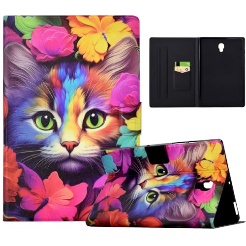 Hülle für Samsung Galaxy Tab A 10.5" SM-T590 / SM-T595 / T597 2018 Tablet, Premium Leder Ultradünn Leicht Smart Schutzhülle mit Ständer, Mehrfachwinkel, Kartensteckplatz, Rosenkatze von Bxithnr